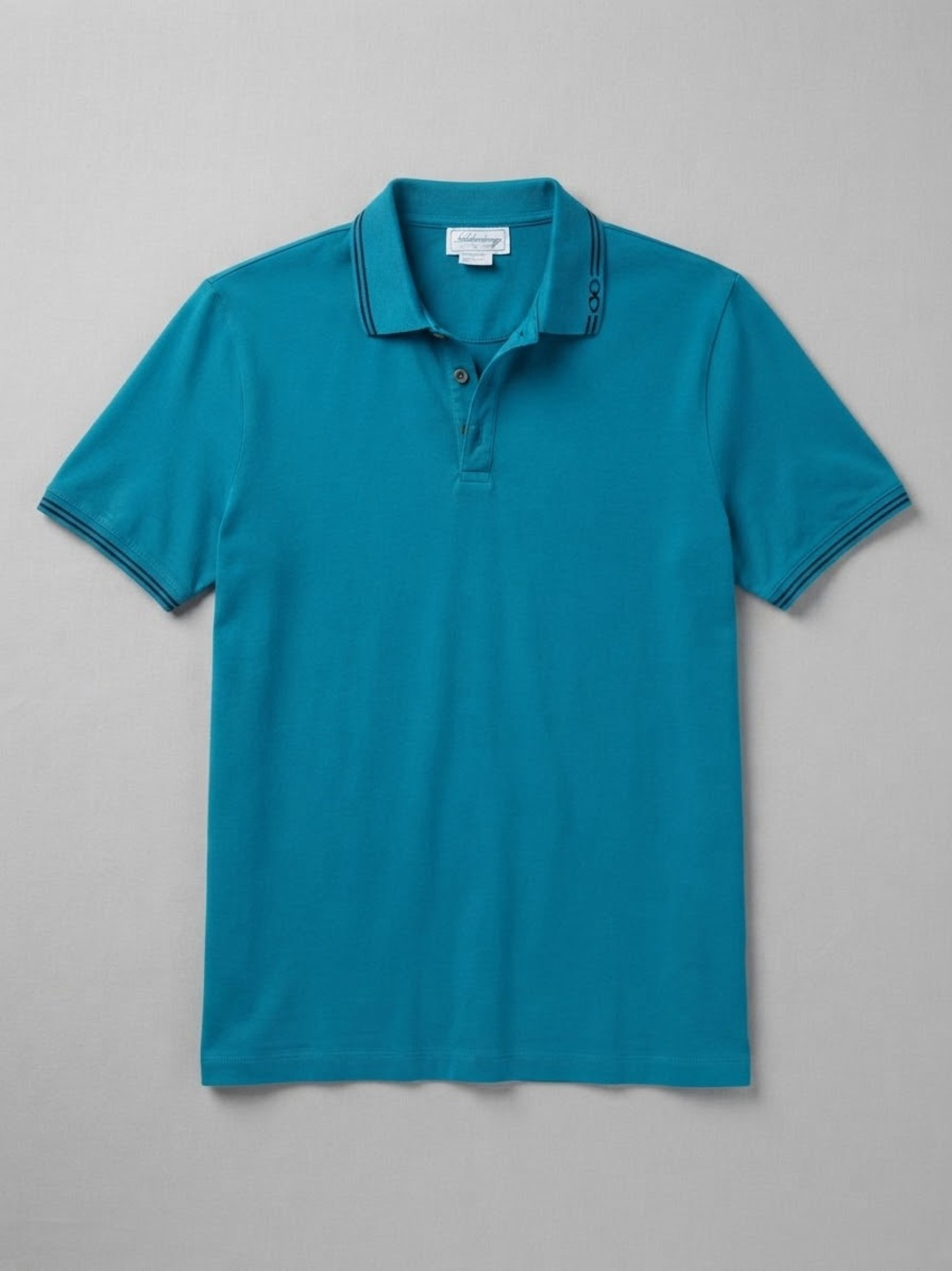 Salvatore Ferragamo Teal Polo with Contrast Edge